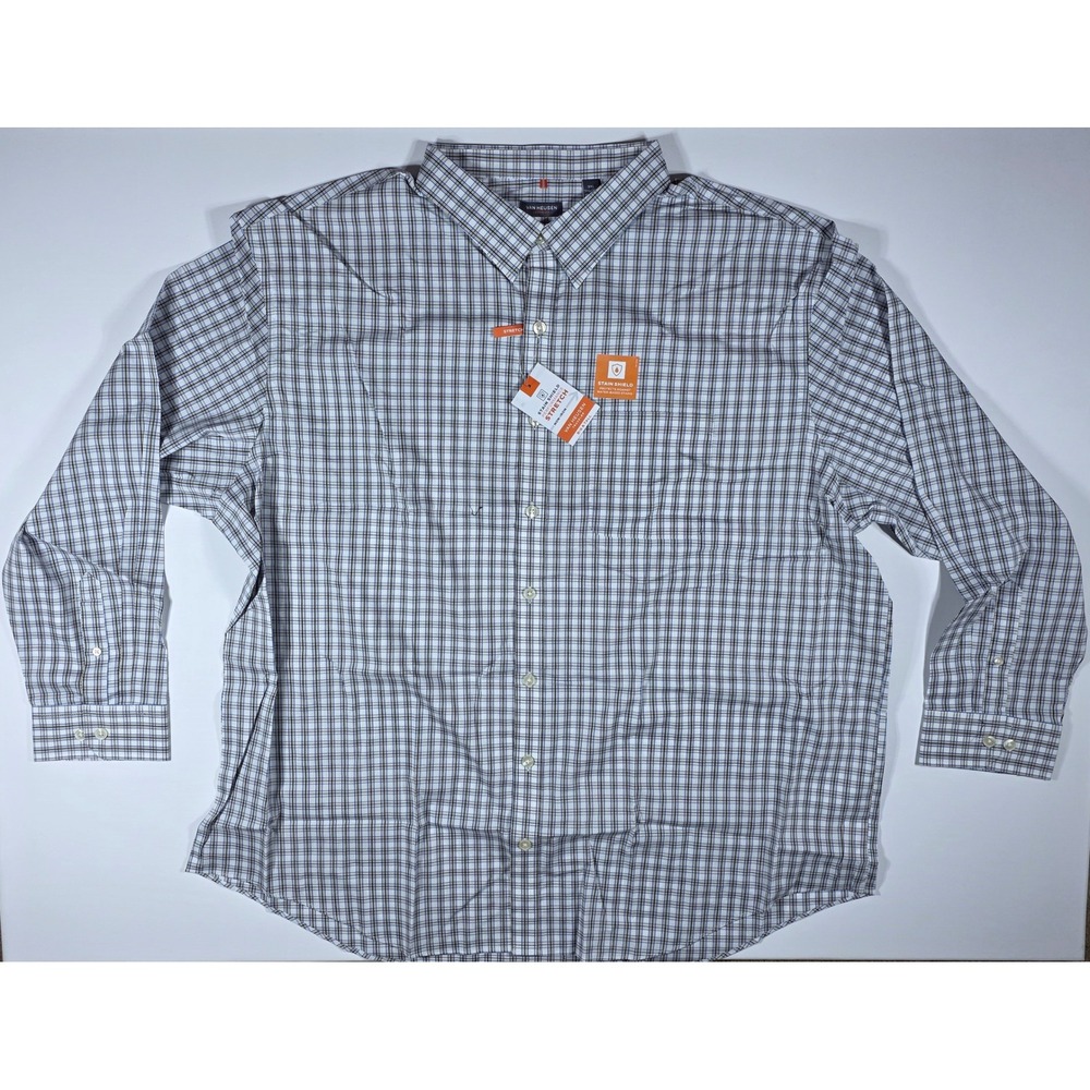Van Heusen Traveler Shirt Men's 3XL Big & Tall Stain Shield Plaid NEW